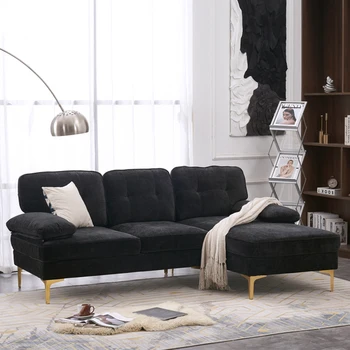 Трехместный диван Простой и стильный модульный диван для помещений, черный и белый