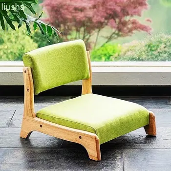 Стул-татами, стул со спинкой из массива дерева с низкой ножкой, педальный пол в японском стиле, напольный табурет, Кресло-эркер в магазине японской кухни