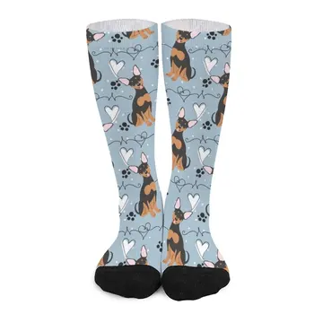 Носки для собак породы цвергпинчер LOVE Black Tan, детские носки, мужские подарочные женские носки, классные носки