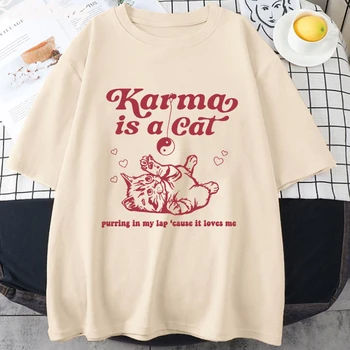 Karma Is A Cat 2023 Футболка с Альбомом Taylor Midnights Короткая Футболка Meet Me at Midnight Топы Camisetas Унисекс Прямая Поставка