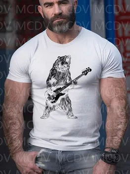Летняя Мужская Повседневная футболка с изображением Медведя Независимости, Играющего на бас-гитаре, 2023 года, Красочная Футболка с принтом The Best He Him Hole LGBT3D