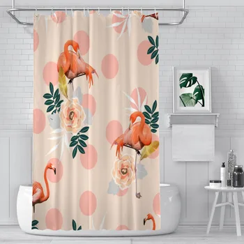 Розовые Занавески для душа в ванной комнате Flamingo Boho Водонепроницаемая Перегородка Забавные Аксессуары для домашнего декора