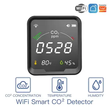 Pth-9cw Tuya Smart Wifi Монитор Температуры И Влажности Детектор Углекислого Газа Парниковый Датчик Co2 со Световой Индикацией