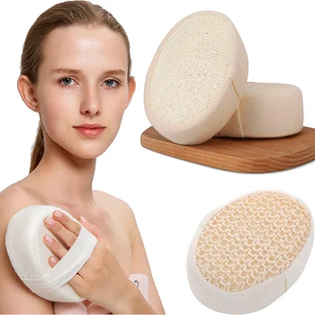 Щетка для тела с шариком для ванны из натуральной мочалки, используемая для отшелушивания губкой чистящего оборудования, губчатая щетка для тела из мочалки