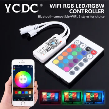 DC5V 12V 24V RGB Светодиодный Wifi Контроллер RGB RGBW Bluetooth WiFi светодиодный контроллер Для 5050 3528 WS2811 WS2812B светодиодной ленты Magic Home