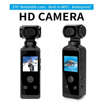 Новая карманная видеокамера 4K 1080P HD Cam с 1,3-дюймовым ЖК-экраном с возможностью поворота на 270 ° Wi-Fi, мини-спортивная камера с водонепроницаемым корпусом, камеры движения
