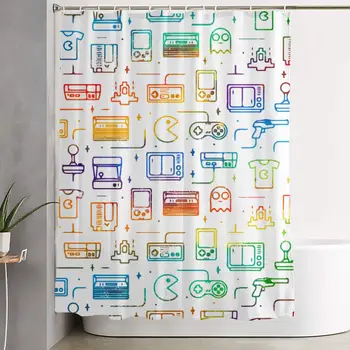Набор штор для душа с 12 крючками, тканевая занавеска для ванной, декор ванной комнаты, игровой видеоигровой рисунок, 70 