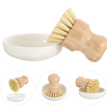 Раковина Сушилка для посуды Кухонная щетка для чистки Деревянная ручка Подставка для кастрюли Рама для мытья посуды бамбук
