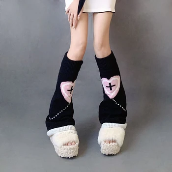 Женские вязаные гетры для девочек Японские гетры в стиле Лолиты в опрятном стиле, однотонные полосатые гетры в рубчик Kawaii

Женская уютная