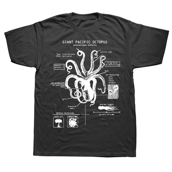 Футболка с анатомией осьминога, Пляжная футболка с осьминогом, научная футболка, Искусство осьминога, морская биология, летняя мужская футболка большого размера