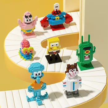 Губка Боб Мини с мелкими частицами, детская головоломка, пазл, блок-игрушка в подарок для девочек