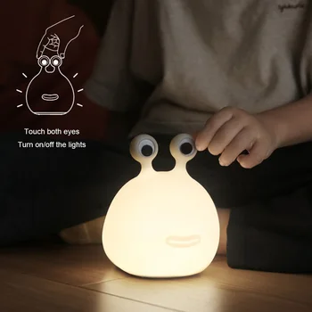Атмосферный светильник Slug Bug, USB-зарядка, силиконовый светильник для сна, мягкое световое сенсорное управление для украшения спальни