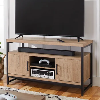 Прямоугольная мультимедийная консоль Jace Industrial Wood для телевизоров до 55 дюймов, стол из натурального дуба в телевизионном салоне