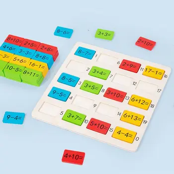 Вспомогательные игрушки Головоломка для сложения и вычитания дроби Домино, познавательная головоломка с номером доски, Арифметическая деревянная головоломка