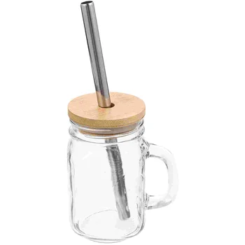 Бутылка для хранения питьевой воды Mason Cup, Пустое молоко, Прозрачная соломинка для кофе, Стаканчики для сока, Стеклянные прозрачные соломинки для напитков