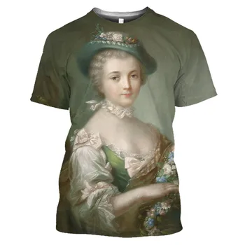 Винтажная футболка Мадам де Помпадур с 3D принтом Мужская футболка в стиле ретро Наполеон Рококо Франция Леди Франсуа Буше Живопись Топы
