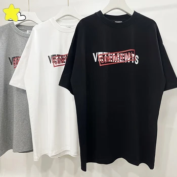 Новые белые, черные, серые футболки Vetements для мужчин и женщин с буквенным принтом 1:1, повседневные футболки с круглым вырезом, VTM, короткий рукав, enhypen