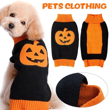 Зимний свитер с тыквой для щенков, теплые удобные толстовки для маленьких собак, свитер для щенков