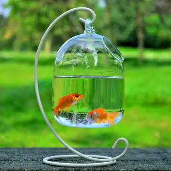 Безвредный подвесной аквариум, стеклянный прозрачный подвесной аквариум, легкая практичная форма для показа в саду Безвредный подвесной аквариум, стеклянный прозрачный подвесной аквариум, легкая практичная форма для показа в саду 0