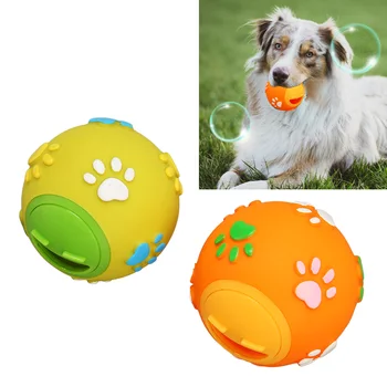 Игрушка для домашних собак Интерактивные резиновые шарики для маленьких и крупных собак, игрушки для жевания щенков, кошек, чистки зубов, Съемный шарик для корма для собак