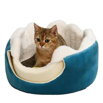 Палатка для домашних животных, пещерная кровать, мягкая и теплая зимняя кошачья палатка, спальная кровать, супер теплая и мягкая кошачья кровать для котят, щенков и кроликов
