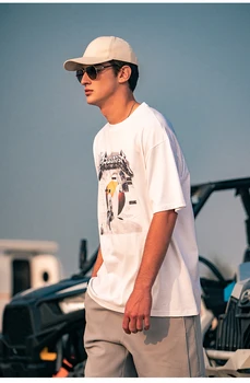 Y1720 мужская летняя хлопковая футболка с пятиточечным принтом в стиле ретро с рисунком персонажа в стиле ретро Y1720 мужская летняя хлопковая футболка с пятиточечным принтом в стиле ретро с рисунком персонажа в стиле ретро 3