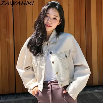 Корейский шик, весна-осень, новые винтажные однотонные куртки с длинными рукавами в стиле пэчворк с карманами, женские универсальные топы с отложным воротником
