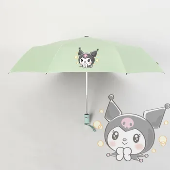 Зонт Kuromi Umbrella sanrio Umbrella С автоматической защитой от солнца, трехстворчатый студенческий мультяшный зонт