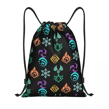 Изготовленные на заказ сумки на шнурке с логотипом Genshin Impact Для женщин и мужчин, Легкий рюкзак для хранения аниме-игр в спортзале
