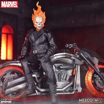 Оригинальный Mezco One: 12 Ghost Rider Hell Cycle аниме Периферийные действия Коллекция фигурок Модели игрушек Подарочный гаражный комплект В наличии