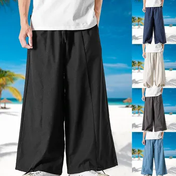 Летние хлопчатобумажные брюки Harlan Pants, японские свободные прямые брюки-труба, мужские