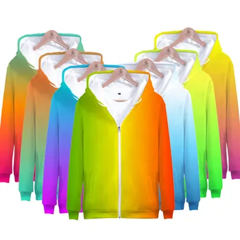Радужные толстовки на молнии, мужская толстовка, куртка, красочное градиентное пальто, Мужская куртка с капюшоном, мужчины / женщины, неоновая куртка с капюшоном 3D-дизайна