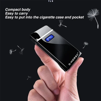 Горячая умная двухдуговая плазменная USB-электрическая беспламенная зажигалка со светодиодным дисплеем, металлическая ветрозащитная высококачественная зажигалка для сигар, элитные мужские подарки