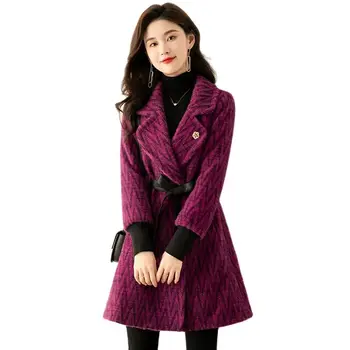 Новое модное Осенне-зимнее Корейское женское шерстяное пальто средней длины, свободные повседневные шерстяные куртки, женская утепленная верхняя одежда, пальто