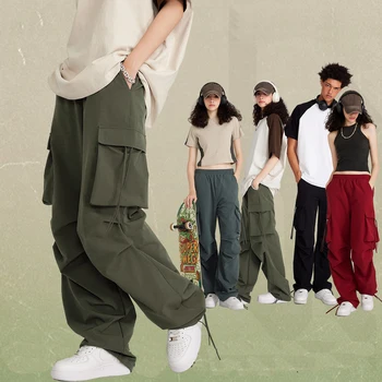 Уличная одежда Мужские брюки-карго Мужская мода в стиле хип-хоп Мужские свободные прямые широкие спортивные штаны в стиле хип-хоп с карманами