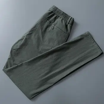Модные роскошные повседневные брюки в стиле милитари для мужчин, новинка 2023 года, летние повседневные брюки с эластичной резинкой на талии из дышащего ледяного шелка
