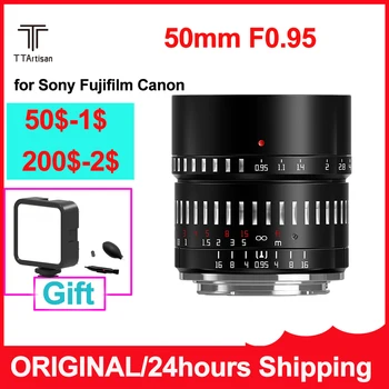 TTArtisan 50 мм F0.95 Объектив с Большой Диафрагмой Prime для камеры Sony E Mount Fujifilm X Canon M Leica L Nikon Z Panasonic Olympus M43