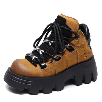 Женская обувь Осень-зима 2023, Новые ботинки на толстой подошве, модная обувь на повышенных каблуках