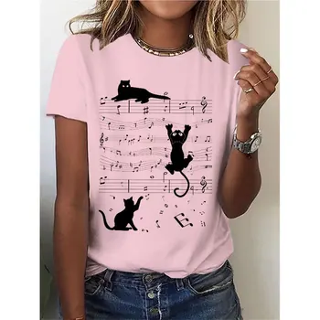 Летняя модная женская футболка в стиле кэжуал в стиле ретро с милым котенком, 3D-принтом, с короткими рукавами, с круглым вырезом, свободные дышащие женские топы Летняя модная женская футболка в стиле кэжуал в стиле ретро с милым котенком, 3D-принтом, с короткими рукавами, с круглым вырезом, свободные дышащие женские топы 5