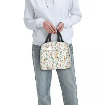 Милые лисы и кролики, изолированные сумки для ланча, водонепроницаемая сумка для пикника, Термосумка-холодильник, ланч-бокс, сумка для ланча для женщин, работы, детей, школы Милые лисы и кролики, изолированные сумки для ланча, водонепроницаемая сумка для пикника, Термосумка-холодильник, ланч-бокс, сумка для ланча для женщин, работы, детей, школы 4