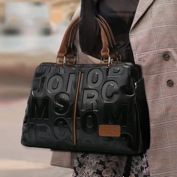 Женская сумка через плечо из 100% кожи с надписью 2022, роскошная женская сумка, дизайнерская модная сумка большой вместимости Женская сумка через плечо из 100% кожи с надписью 2022, роскошная женская сумка, дизайнерская модная сумка большой вместимости 0