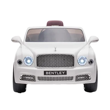 Детский автомобиль с электроприводом 12 В, Лицензированные Автомобили Bentley Mulsanne для Детей, Детский автомобиль с Батарейным питанием Белого Цвета, 4 Колеса с мотором
