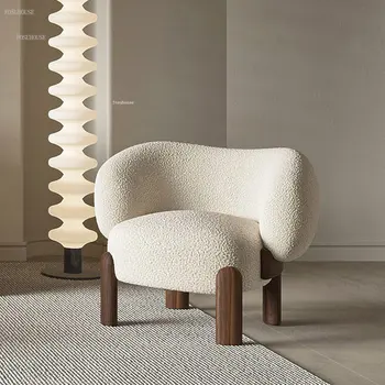 Скандинавские стулья для гостиной из массива дерева Мебель для дома Креативное кресло для отдыха в семье Кресло для отдыха в отеле Односпальная гостиная Со спинкой дивана