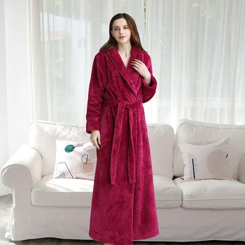 Женская осенне-зимняя ночная рубашка из кораллового флиса, длинный фланелевый халат, пижамы, модный халат с лацканами, повседневное Кимоно, Домашняя одежда, пижамы