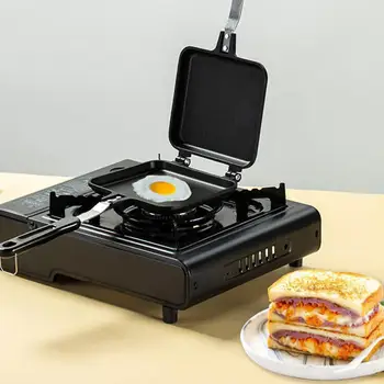 Двухсторонняя сковорода с антипригарным яйцо блин стейк кухонный инструмент плоские сковородки с ручками сэндвичница плоские сковородки с ручками