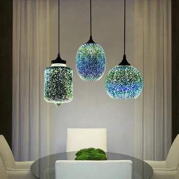 Креативный фейерверк Подвесной светильник LED Красочное Звездное небо Стеклянная подвесная лампа для спальни Ресторан Декор Арт E27 Барная люстра