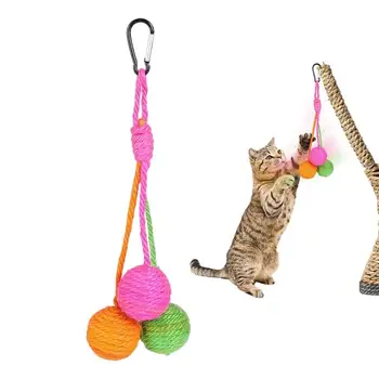 Шарик-скребок для кошек Сизалевый шарик-скребок Портативный шарик для кошек Сизалевый шарик Жевательный шарик-скребок Игрушка для кошек для маленьких и больших помещений