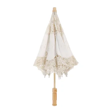 Зонтик, кружевной зонтик, Свадебный Белый Винтажный Свадебный Хлопок, вышитые зонтики для фотографий, Декоративные прозрачные Чайные деревянные ручной работы
