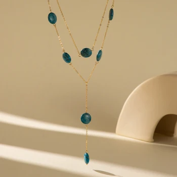 Винтажное ожерелье с подвеской из натурального камня для женщин, Простой Модный женский Подарок на День рождения, Ювелирные изделия Оптом, прямые продажи